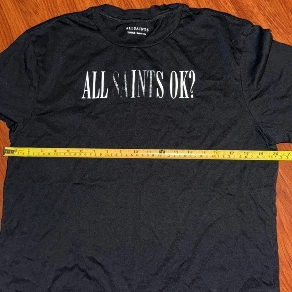 AllSaints all saints Men's unisex Black Okay Crew T-shirt size XS black white - Picture 6 of 7